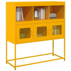   Mustársárga hideghengerelt acél tálalószekrény 100,5x39x107 cm