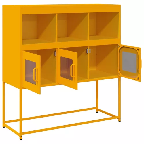 Mustársárga hideghengerelt acél tálalószekrény 100,5x39x107 cm