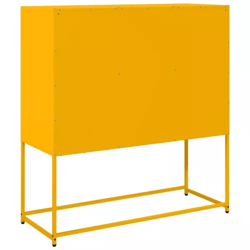 Mustársárga hideghengerelt acél tálalószekrény 100,5x39x107 cm