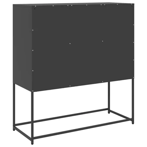 Fekete hidegen hengerelt acél tálalószekrény 100,5x39x107 cm