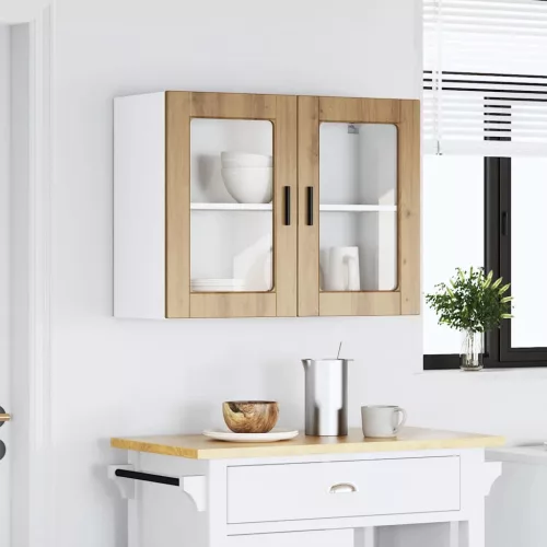 Konyhai fali szekrény üvegajtóval "Porto" Artisan Oak