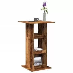   Antik fa színű szerelt fa bárasztal tárolóval 60 x 60 x 102 cm