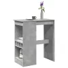 Betonszürke szerelt fa bárasztal tárolókkal 90x47,5x103,5 cm