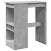 Betonszürke szerelt fa bárasztal tárolókkal 90x47,5x103,5 cm