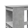 Betonszürke szerelt fa bárasztal tárolókkal 90x47,5x103,5 cm