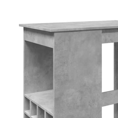 Betonszürke szerelt fa bárasztal tárolókkal 90x47,5x103,5 cm