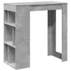 Betonszürke szerelt fa tárolórekeszes bárasztal 102x50x103,5 cm