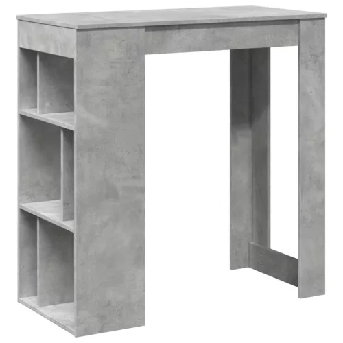 Betonszürke szerelt fa tárolórekeszes bárasztal 102x50x103,5 cm