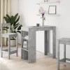 Betonszürke szerelt fa tárolórekeszes bárasztal 102x50x103,5 cm