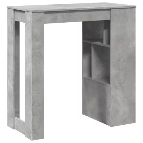 Betonszürke szerelt fa tárolórekeszes bárasztal 102x50x103,5 cm