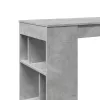 Betonszürke szerelt fa tárolórekeszes bárasztal 102x50x103,5 cm