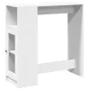 Fehér szerelt fa tárolórekeszes bárasztal 101 x 40 x 103,5 cm