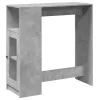 Betonszürke szerelt fa tárolórekeszes bárasztal 101x40x103,5 cm