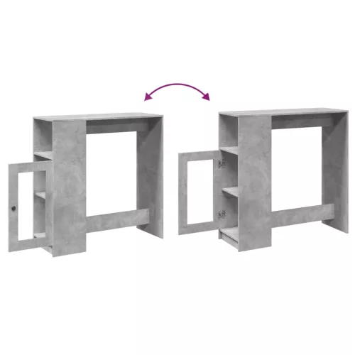 Betonszürke szerelt fa tárolórekeszes bárasztal 101x40x103,5 cm