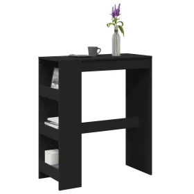   Fekete szerelt fa tárolórekeszes bárasztal 90 x 40 x 103,5 cm