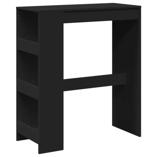 Fekete szerelt fa tárolórekeszes bárasztal 90 x 40 x 103,5 cm