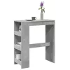 Betonszürke szerelt fa tárolórekeszes bárasztal 90x40x103,5 cm