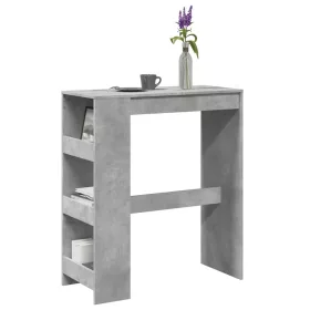   Betonszürke szerelt fa tárolórekeszes bárasztal 90x40x103,5 cm