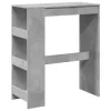 Betonszürke szerelt fa tárolórekeszes bárasztal 90x40x103,5 cm