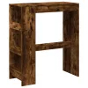 Füstös tölgy szerelt fa bárasztal tárolókkal 90 x 40 x 103,5 cm
