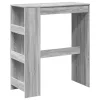 Szürke sonoma szerelt fa bárasztal tárolókkal 90x40x103,5 cm