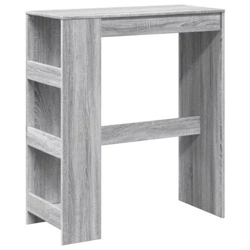 Szürke sonoma szerelt fa bárasztal tárolókkal 90x40x103,5 cm