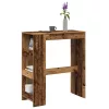 Antik fa színű szerelt fa bárasztal tárolókkal 90x40x103,5 cm