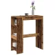 Antik fa színű szerelt fa bárasztal tárolókkal 90x40x103,5 cm