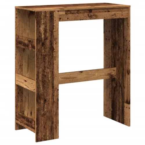 Antik fa színű szerelt fa bárasztal tárolókkal 90x40x103,5 cm