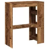 Antik fa színű szerelt fa bárasztal tárolókkal 90x40x103,5 cm