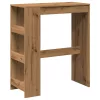 Kézműves tölgy szerelt fa bárasztal tárolókkal 90x40x103,5 cm