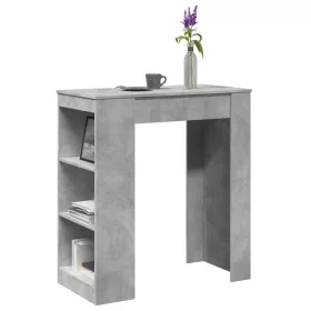   Betonszürke szerelt fa tárolórekeszes bárasztal 95x47x103,5 cm