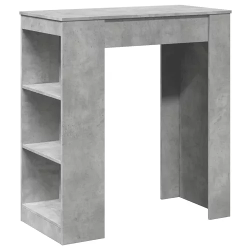 Betonszürke szerelt fa tárolórekeszes bárasztal 95x47x103,5 cm