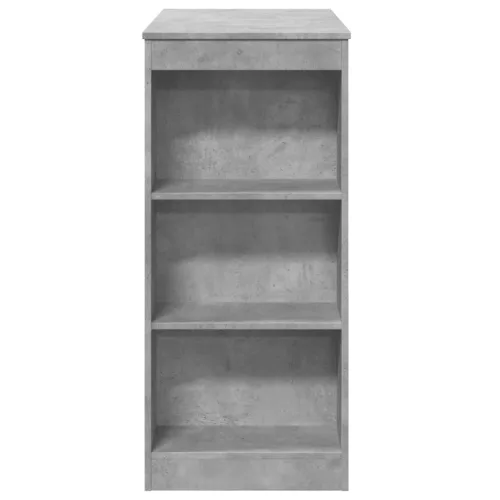 Betonszürke szerelt fa tárolórekeszes bárasztal 95x47x103,5 cm