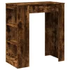 Füstös tölgy szerelt fa bárasztal tárolókkal 95 x 47 x 103,5 cm