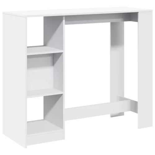 Fehér szerelt bárasztal polccal 124 x 46 x 103,5 cm