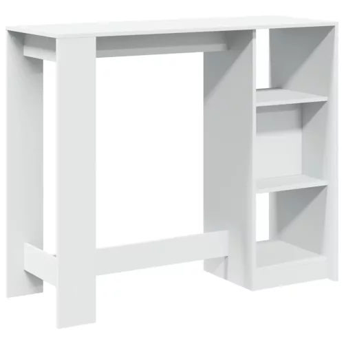 Fehér szerelt bárasztal polccal 124 x 46 x 103,5 cm