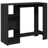 Fekete szerelt fa bárasztal polccal 124 x 46 x 103,5 cm