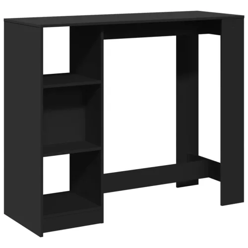 Fekete szerelt fa bárasztal polccal 124 x 46 x 103,5 cm