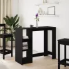 Fekete szerelt fa bárasztal polccal 124 x 46 x 103,5 cm