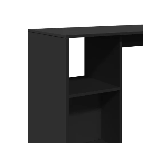 Fekete szerelt fa bárasztal polccal 124 x 46 x 103,5 cm