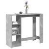 Betonszürke szerelt fa bárasztal polccal 124 x 46 x 103,5 cm
