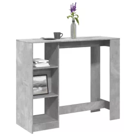   Betonszürke szerelt fa bárasztal polccal 124 x 46 x 103,5 cm
