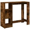 Füstös tölgy színű szerelt fa bárasztal polccal 124x46x103,5 cm