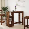 Füstös tölgy színű szerelt fa bárasztal polccal 124x46x103,5 cm