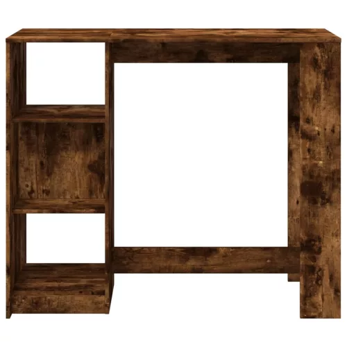 Füstös tölgy színű szerelt fa bárasztal polccal 124x46x103,5 cm