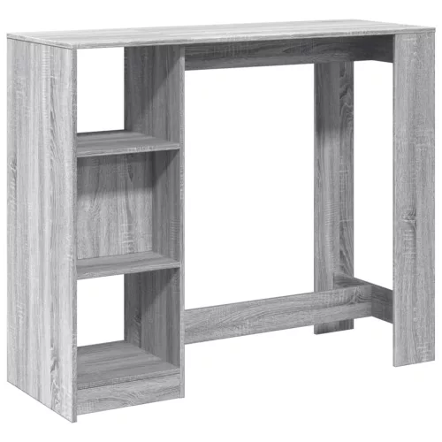Szürke sonoma szerelt fa bárasztal polccal 124 x 46 x 103,5 cm