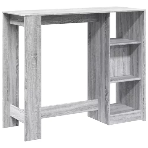 Szürke sonoma szerelt fa bárasztal polccal 124 x 46 x 103,5 cm