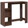 Barna tölgy színű szerelt fa bárasztal polccal 124x46x103,5 cm