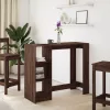 Barna tölgy színű szerelt fa bárasztal polccal 124x46x103,5 cm